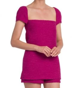 Valentino Short Sleeve Tweed Romper -Valentino And AERIN unnamed file 1008