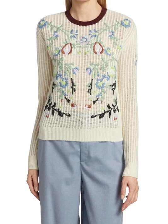 Valentino Floral-Embroidered Wool Pullover Sweater 4 Valentino Floral-Embroidered Wool Pullover Sweater - Image 2