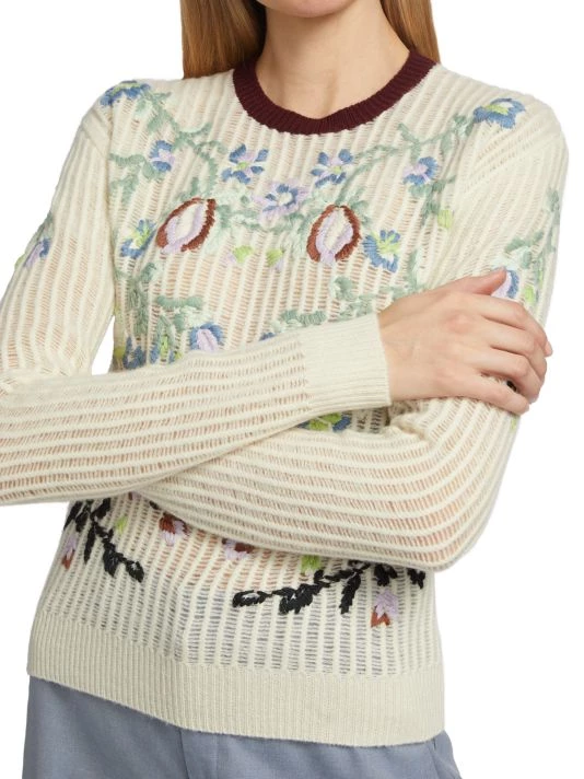 Valentino Floral-Embroidered Wool Pullover Sweater 7 Valentino Floral-Embroidered Wool Pullover Sweater - Image 5
