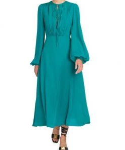 Valentino Pleated Silk Tieneck Dress -Valentino And AERIN unnamed file 1036