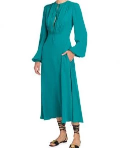 Valentino Pleated Silk Tieneck Dress -Valentino And AERIN unnamed file 1037