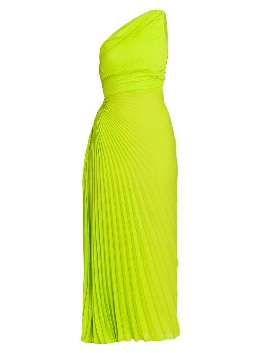 Valentino One-Shoulder Pleated Midi-Dress 3 Valentino One-Shoulder Pleated Midi-Dress