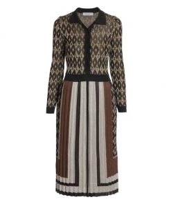 Valentino Branded Bodice Midi-Dress