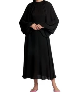 Valentino Puff-Sleeves Silk Georgette Midi Dress 9 Valentino Puff-Sleeves Silk Georgette Midi Dress -Valentino And AERIN unnamed file 1061