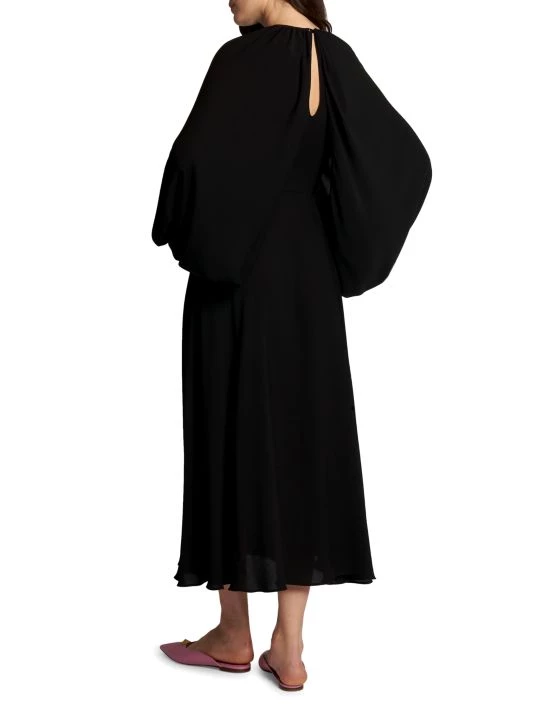 Valentino Puff-Sleeves Silk Georgette Midi Dress 6 Valentino Puff-Sleeves Silk Georgette Midi Dress - Image 5