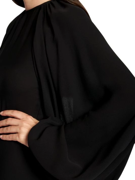 Valentino Puff-Sleeves Silk Georgette Midi Dress 7 Valentino Puff-Sleeves Silk Georgette Midi Dress - Image 6