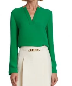 Valentino Cady Couture V-Neck Blouse -Valentino And AERIN unnamed file 111