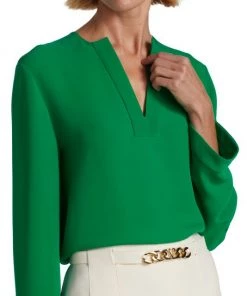 Valentino Cady Couture V-Neck Blouse -Valentino And AERIN unnamed file 114