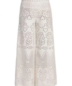 Valentino Wide-Leg Openwork Pants