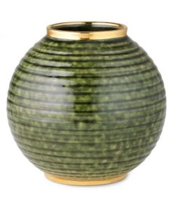 AERIN Calinda Round 10K Gold & Ceramic Vase