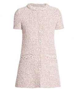 Valentino Tweed Geometric-Button & Crystal-Embellished Minidress