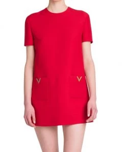Valentino Logo-Embellished Crepe Minidress -Valentino And AERIN unnamed file 142