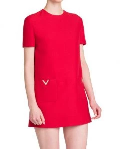 Valentino Logo-Embellished Crepe Minidress -Valentino And AERIN unnamed file 143