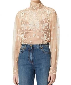 Valentino Sheer Floral-Embroidered Blouse -Valentino And AERIN unnamed file 148