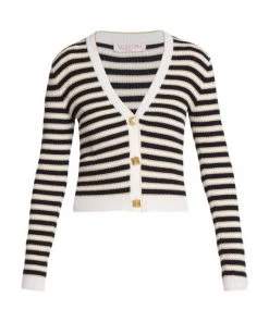 Valentino Striped Wool & Cashmere Cardigan