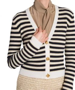 Valentino Striped Wool & Cashmere Cardigan -Valentino And AERIN unnamed file 156