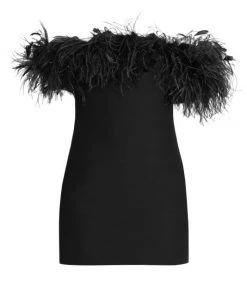 Valentino Feather-Embellished Off-The-Shoulder Minidress