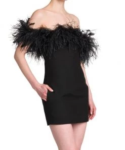 Valentino Feather-Embellished Off-The-Shoulder Minidress -Valentino And AERIN unnamed file 177