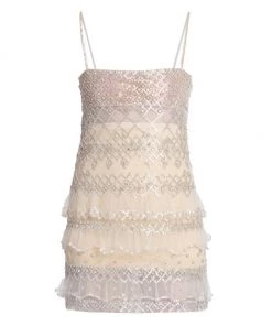 Valentino Tiered Crystal-Embroidered Minidress