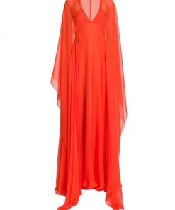 Valentino Sheer Cape Sleeve Gown