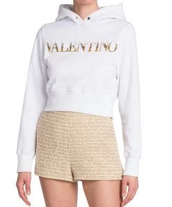 Valentino Cropped Sequin-Embroidered Logo Hoodie -Valentino And AERIN unnamed file 213