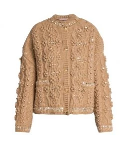 Valentino Oversized Sequin & Crystal-Embroidered Cardigan