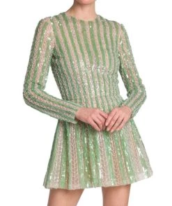 Valentino Striped Bead-Embroidered Minidress -Valentino And AERIN unnamed file 292