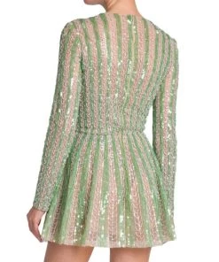 Valentino Striped Bead-Embroidered Minidress -Valentino And AERIN unnamed file 294