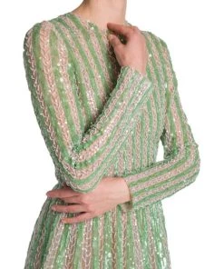 Valentino Striped Bead-Embroidered Minidress -Valentino And AERIN unnamed file 295