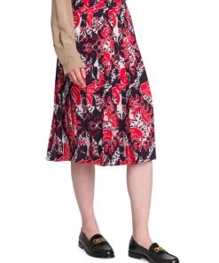 Valentino Printed Pleated Logo-Waist Skirt -Valentino And AERIN unnamed file 305