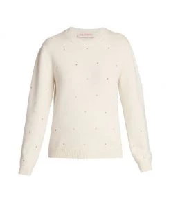 Valentino Geometric Stud-Embellished Crewneck Sweater