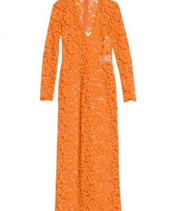 Valentino Lace V-Neck Midi-Dress