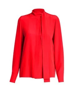 Valentino Silk Tie-Neck Blouse Red -Valentino And AERIN unnamed file 340