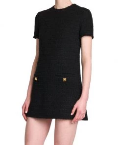 Valentino Button-Embellished Boucl&eacute;-Knit Minidress -Valentino And AERIN unnamed file 381