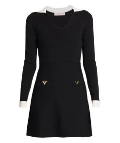 Valentino Long-Sleeve Logo-Embellished Minidress