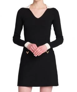 Valentino Long-Sleeve Logo-Embellished Minidress -Valentino And AERIN unnamed file 386