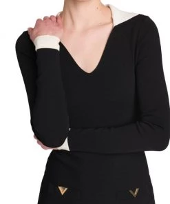 Valentino Long-Sleeve Logo-Embellished Minidress -Valentino And AERIN unnamed file 389