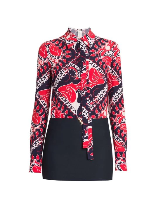 Valentino Mixed-Media Logo-Print Minidress 3 Valentino Mixed-Media Logo-Print Minidress