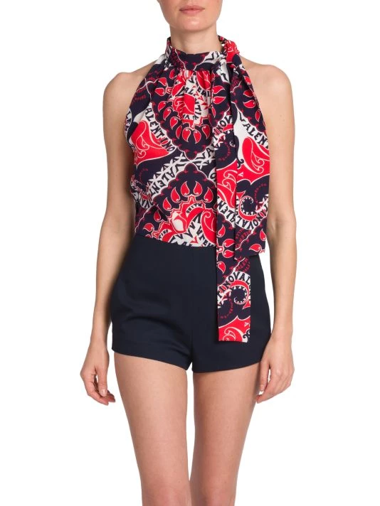 Valentino Mixed-Media Logo-Print Romper 5 Valentino Mixed-Media Logo-Print Romper - Image 3