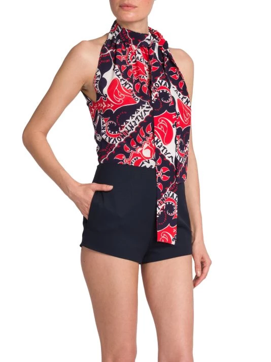 Valentino Mixed-Media Logo-Print Romper 6 Valentino Mixed-Media Logo-Print Romper - Image 4