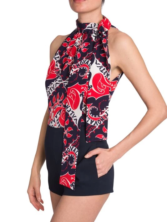 Valentino Mixed-Media Logo-Print Romper 8 Valentino Mixed-Media Logo-Print Romper - Image 6