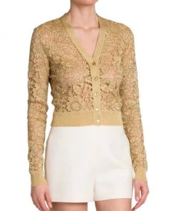 Valentino Glittery Floral Lace Cardigan -Valentino And AERIN unnamed file 454