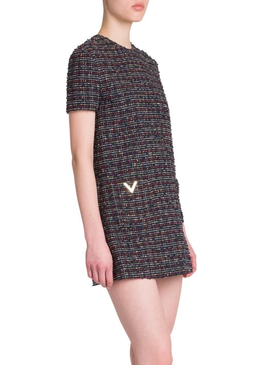 Valentino Logo-Embellished Tweed Minidress 6 Valentino Logo-Embellished Tweed Minidress - Image 4