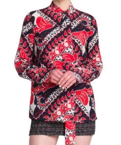 Valentino Crepe De Chine Tie-Neck & Logo Blouse -Valentino And AERIN unnamed file 465