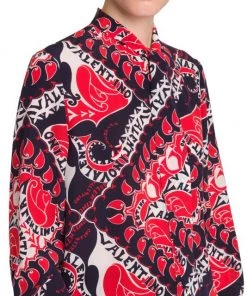 Valentino Crepe De Chine Tie-Neck & Logo Blouse -Valentino And AERIN unnamed file 468