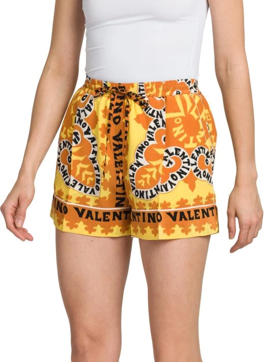 Valentino Logo-Print Silk Shorts 6 Valentino Logo-Print Silk Shorts - Image 4
