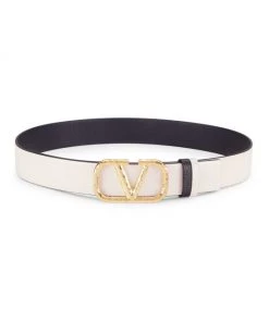Valentino Reversible VLogo Leather Belt Light Ivory -Valentino And AERIN unnamed file 574