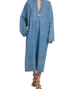 Valentino Oversized Denim Midi-Dress -Valentino And AERIN unnamed file 590