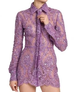 Valentino Embellished Lace Mini Shirtdress 10 Valentino Embellished Lace Mini Shirtdress -Valentino And AERIN unnamed file 597