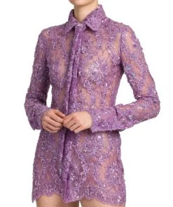 Valentino Embellished Lace Mini Shirtdress 11 Valentino Embellished Lace Mini Shirtdress -Valentino And AERIN unnamed file 598